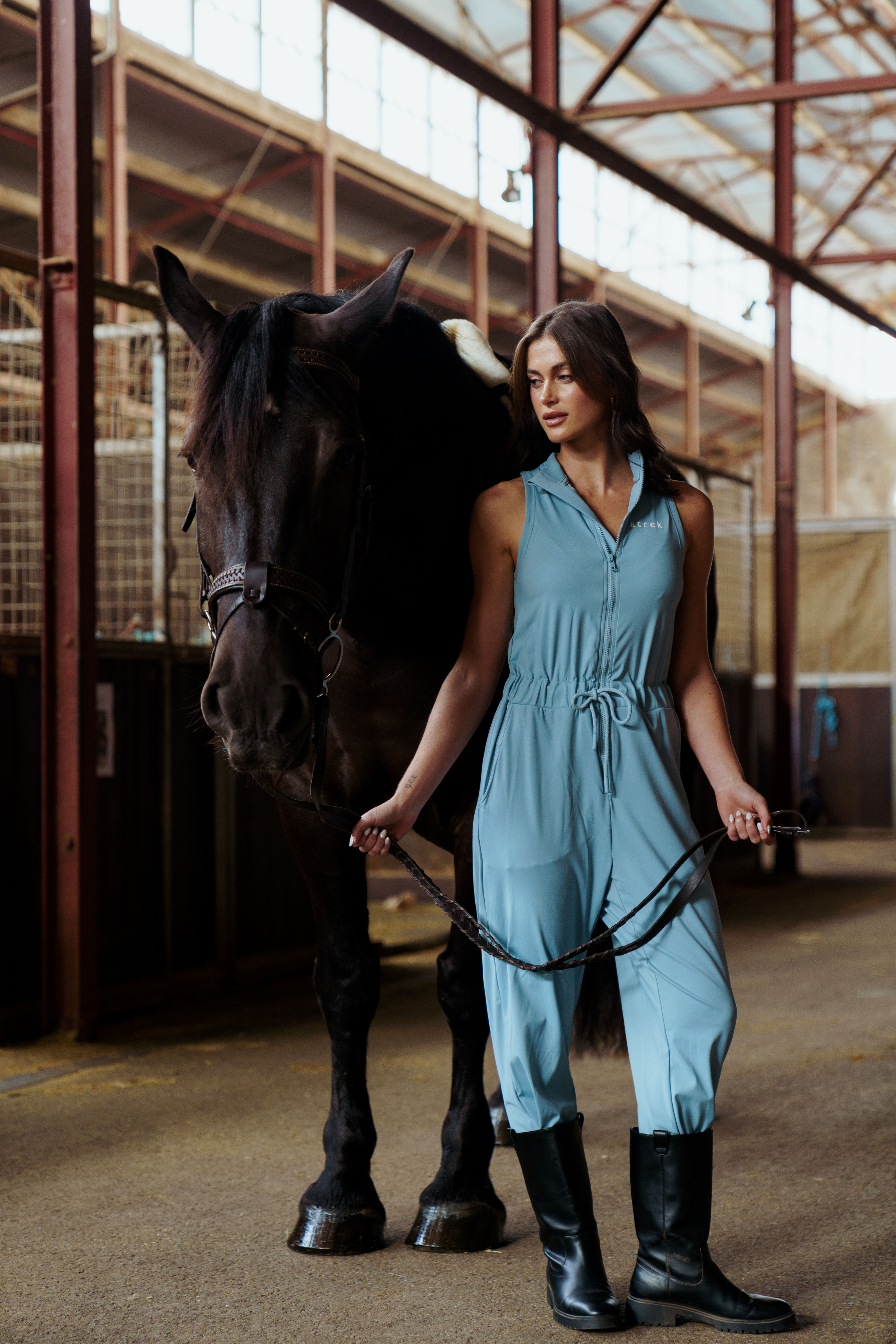 Women’s Sleeveless Activewear Jumpsuit – Pastel Blue