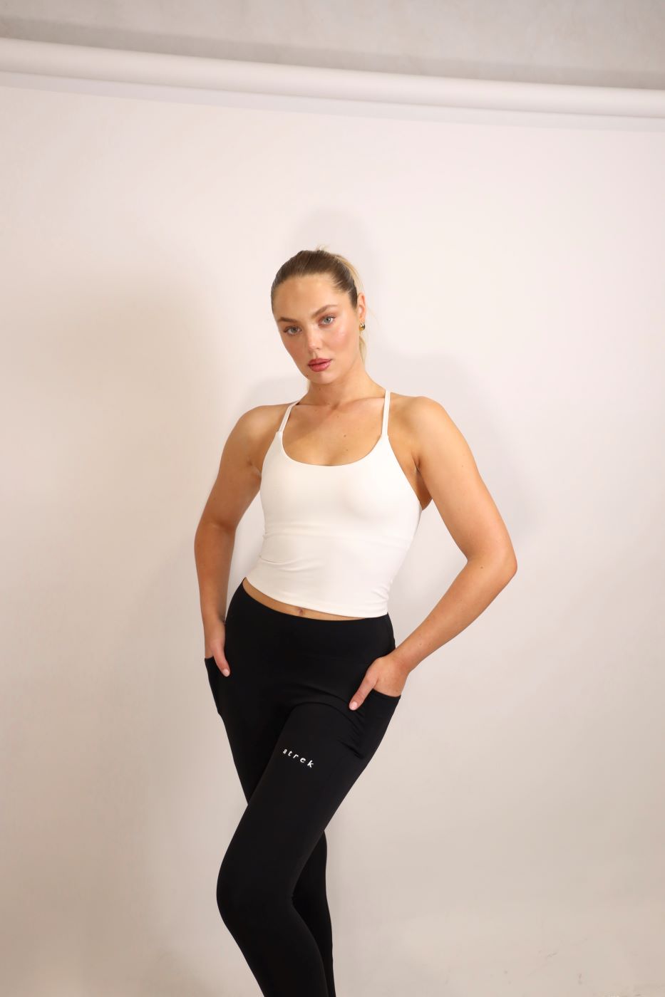 Super Supportive White Midi Crop Top