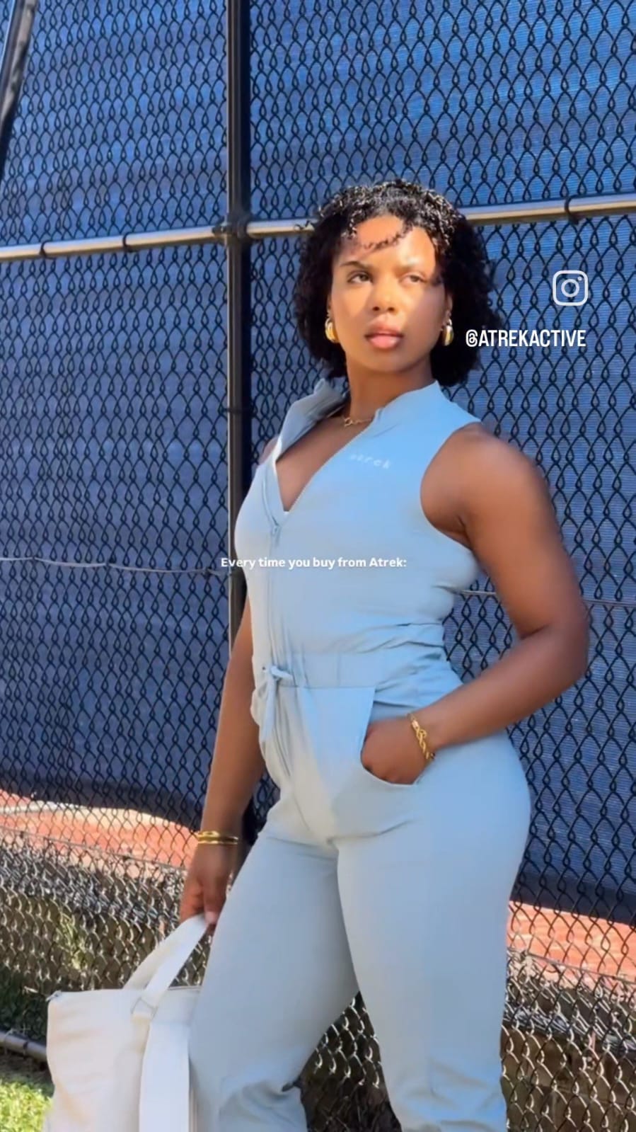 Women’s Sleeveless Activewear Jumpsuit – Pastel Blue